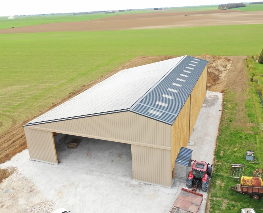 Construction hangar agricole photovoltaïque Groupe Roy Énergie