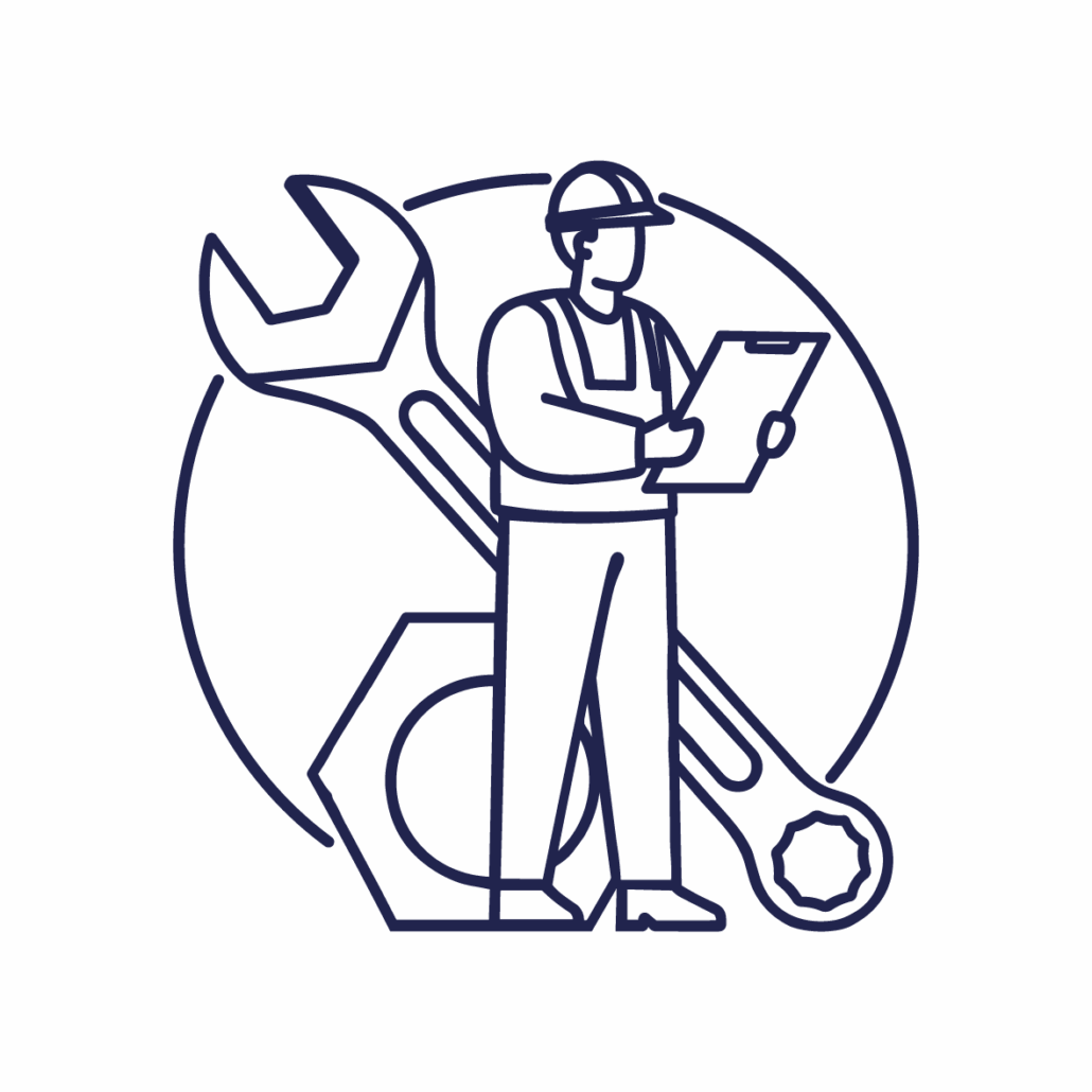 Pictogramme d'outils et d'un technicien